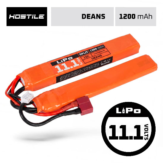 Hostile Energy LiPo Battery 11.1v 1200mAh 15C Split (Dean Connector)