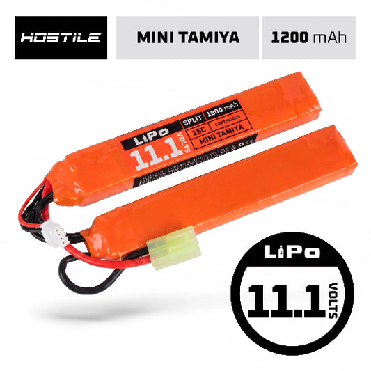Hostile Energy LiPo Battery 11.1v 1200mAh 15C Split (Mini Tamiya Connector)
