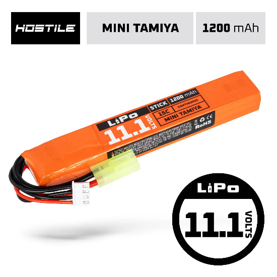 Hostile Energy LiPo Battery 11.1v 1200mAh 15C Stick (Mini Tamiya Connector)