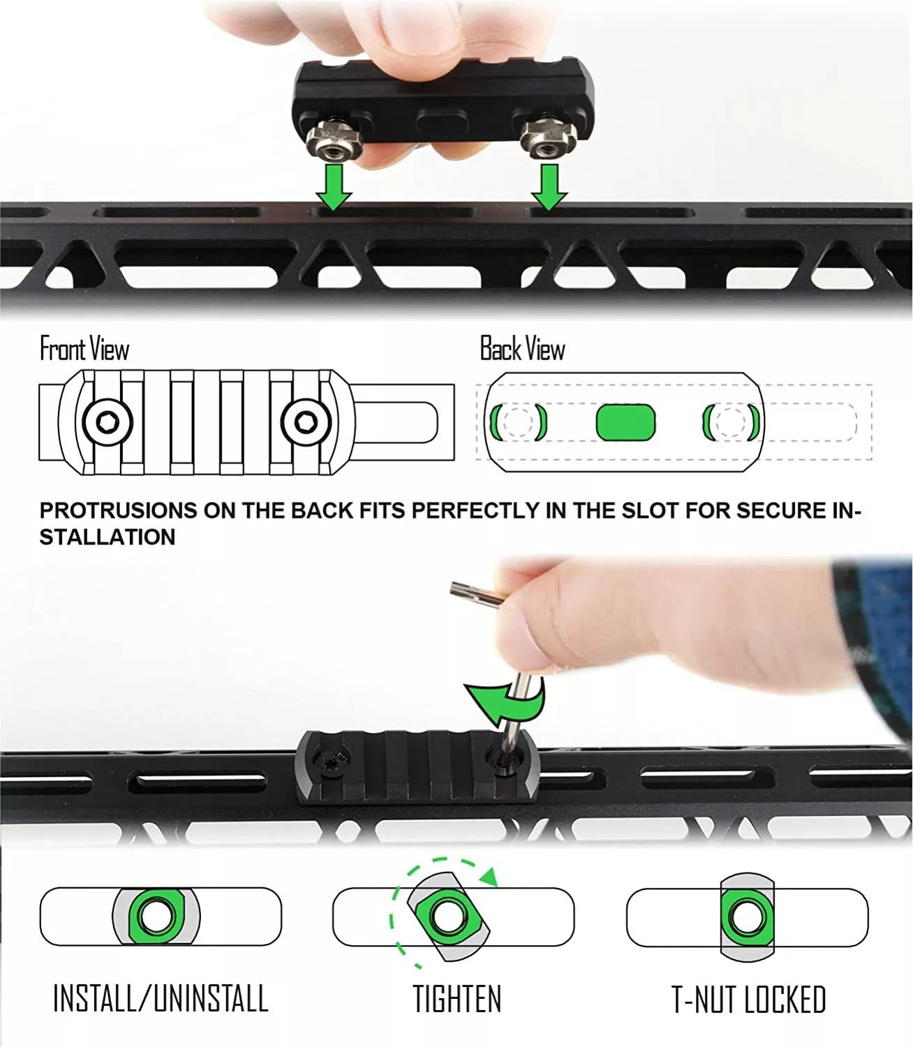 KWA 5 Segment Rail (M-LOK) Picatinny 2 Pack - Black (GG05-06)