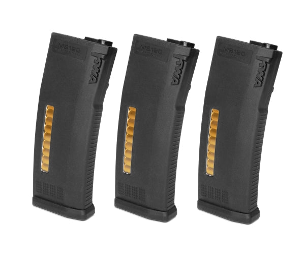 KWA Airsoft AEG MS120 120 Round Magazine (3 Pack) - Black