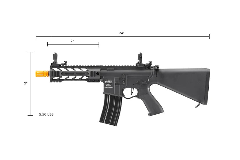 Lancer Tactical Proline Battle Hawk 7" M-LOK Rail AEG Rifle w/Stubby Stock - Black