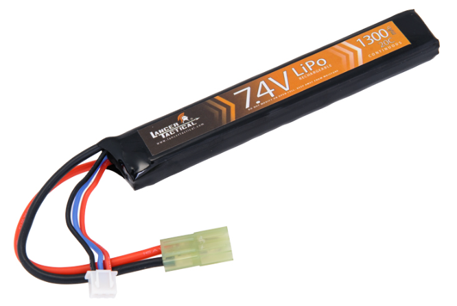 Lancer Tactical Airsoft AEG LiPo 7.4V 1300mAh 20C Stick Rechargeable Battery (Mini Tamiya)