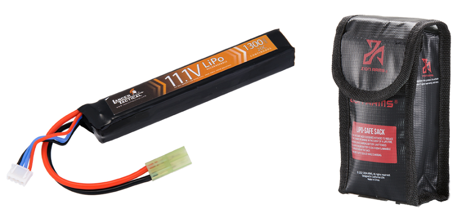 Lancer Tactical Airsoft AEG Lipo 11.1V 1300mAh 20C Stick Recharegable Battery (Mini Tamiya)