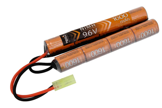 Lancer Tactical Airsoft AEG NiMH 9.6V 1600mAh Nunchuck Rechargeable Battery (Mini Tamiya)