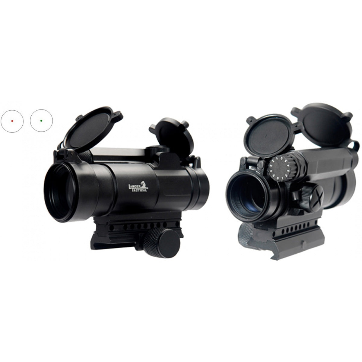 Lancer Tactical Red/Green Dot Sight with Flip-Up Lens Caps (Picatinny) - Black