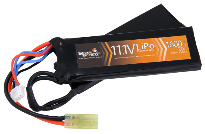 Lancer Tactical LiPo 11.1V 1600mAh 20C Nunchuck Rechargeable Battery (Mini Tamiya)
