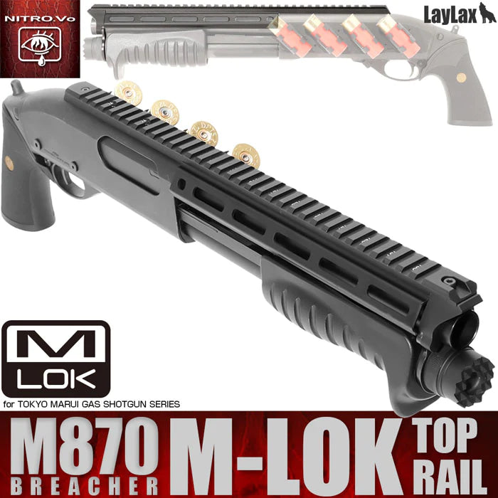 Laylax Airsoft Nitro Tokyo Marui TM M870 Shotgun Breacher Top Rail (M-LOK) - Black (GG10-14)