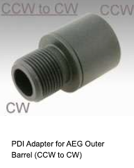 PDI Airsoft AEG Outer Barrel Conversion Adapter (14mm CCW to 14mm CW) - Black (GG08-10)