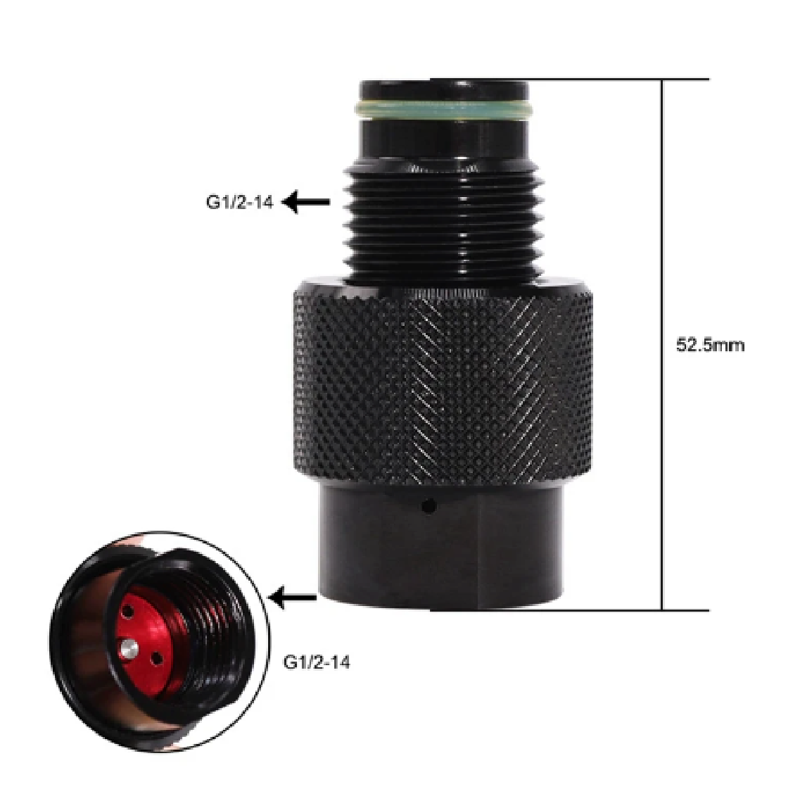 Paintball / Airsoft Tank to Gun Inline On/Off ASA (Air Source Adapter) - Black (GG07-03)