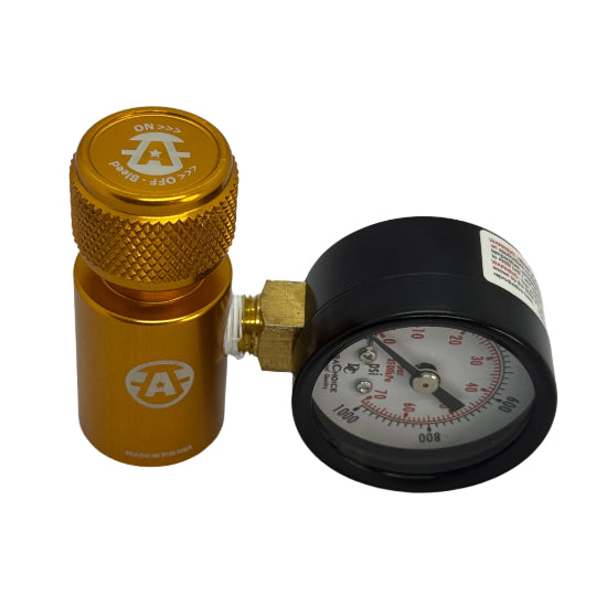 Paintball HPA Tank and Inline Regulator Pressure Tester (0-1000psi Gauge) - Gold (GG11-15)