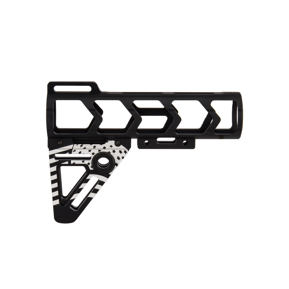 Ranger Armory Airsoft AEG M4 Skeletonized Aluminum Stock (US Flag Pattern) - Black (GG05-17)