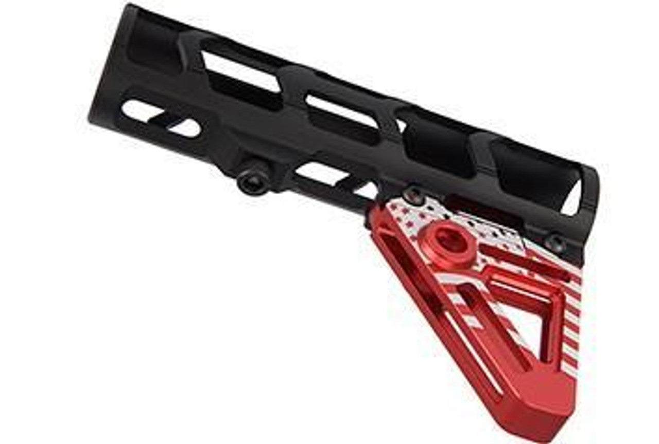 Ranger Armory Airsoft AEG M4 Skeletonized Aluminum Stock (US Flag Pattern) - Red (GG06-21)