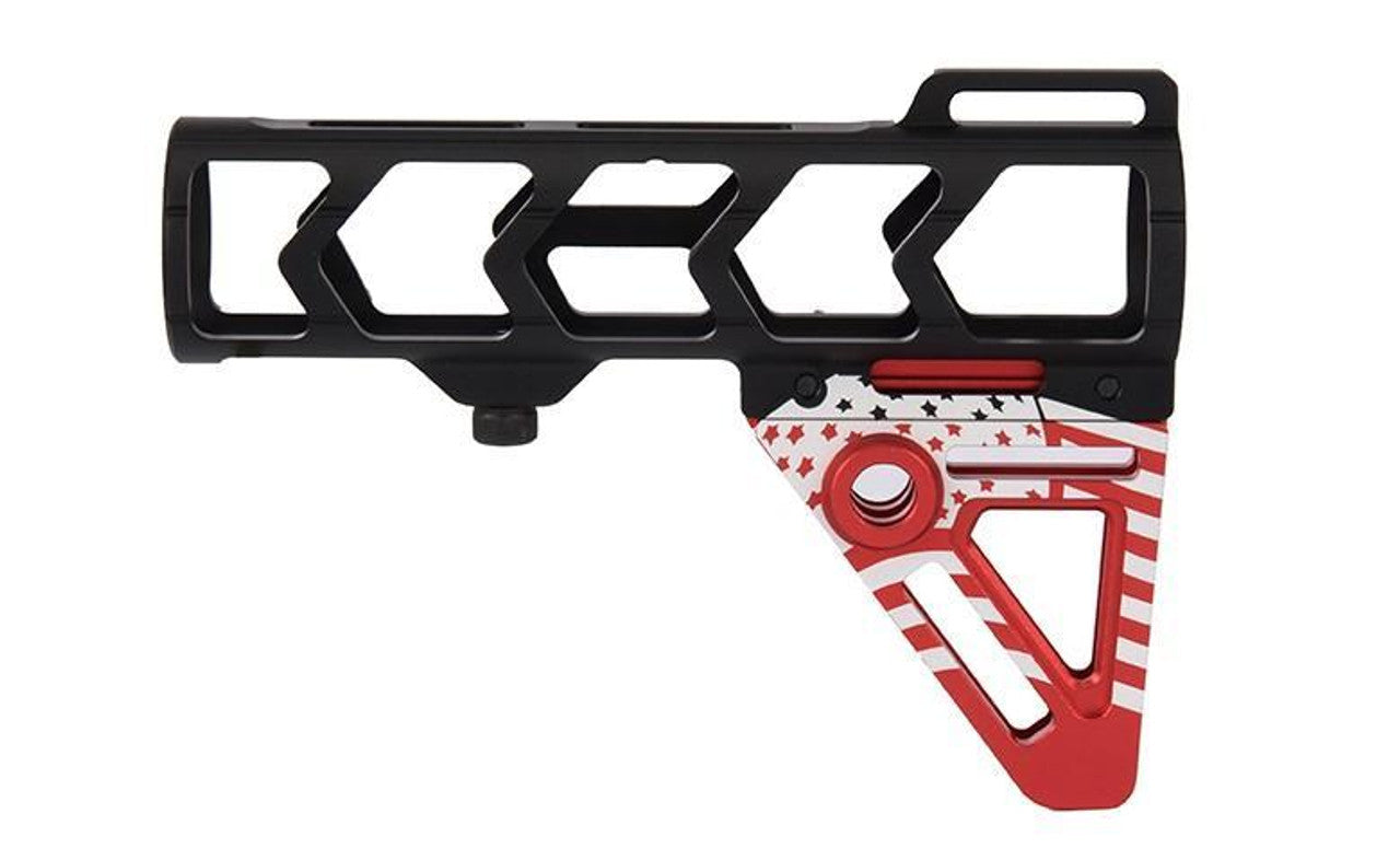 Ranger Armory Airsoft AEG M4 Skeletonized Aluminum Stock (US Flag Pattern) - Red (GG06-21)