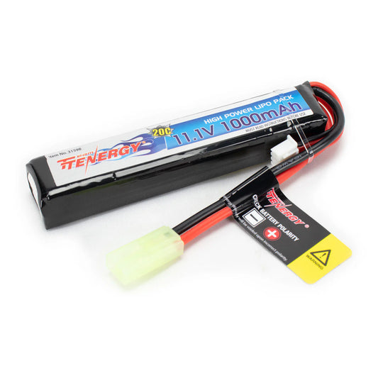 Tenergy Airsoft AEG LiPo 11.1v 1000mAh 20C Rechargeable Battery (Stick) (Tamiya)