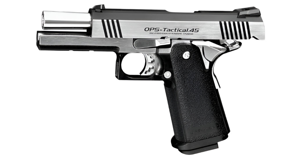 Tokyo Marui Custom Dual Stainless Hi-Capa 4.3 GBB Airsoft Pistol SILVER BLACK
