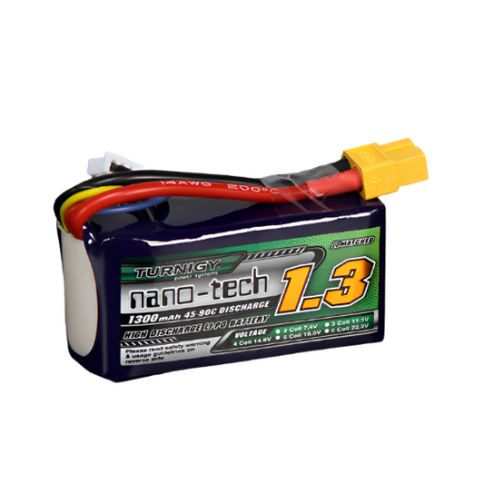 Turnigy Nano-Tech Lipo 14.8v 1300mAh 45-90C Battery (Brick Type) (XT60)