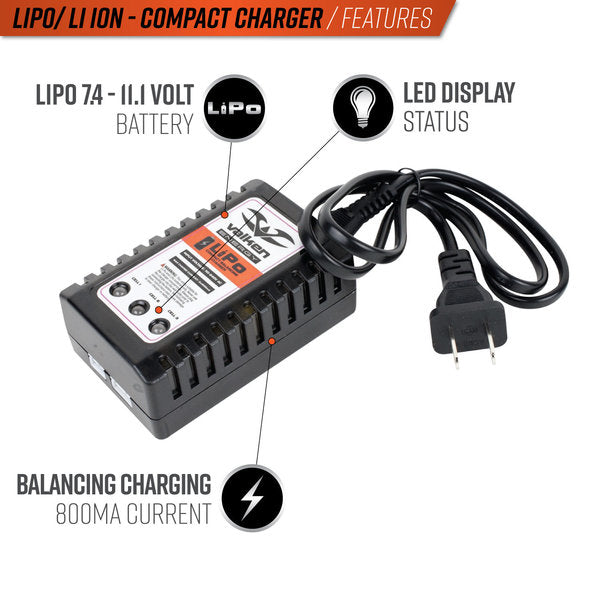 Valken Airsoft 2-3 Cell LiPo/Life Battery Compact Smart Charger (USA)