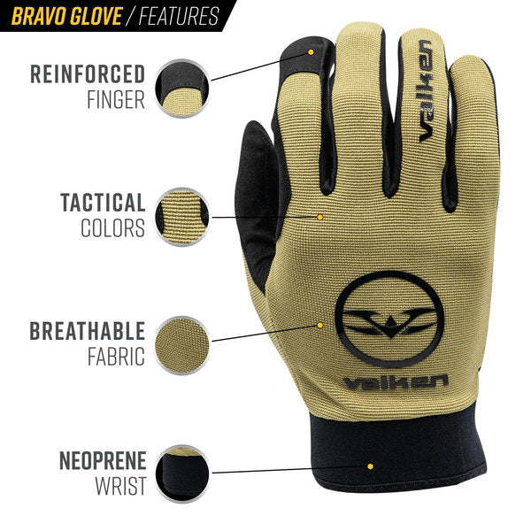 Valken Bravo Full Finger Paintball / Airsoft Gloves