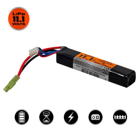 Valken Energy Airsoft AEG LiPo 11.1v 1000mAh 20C Rechargeable Battery (Stick Style) (Mini Tamiya Connector) (GG05-03)