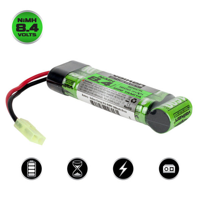 Valken Energy Airsoft AEG NiMH 8.4v 1600mAh Rechargeable Battery (Flat Brick Mini Style) (Mini Tamiya)