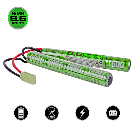 Valken Energy Airsoft AEG NiMH 9.6V 1600mAh Rechargeable Battery (Split Style) (Mini Tamiya)