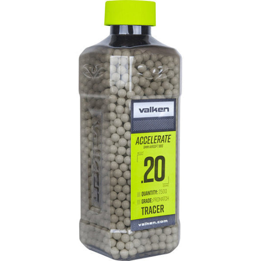 Valken Accelerate 0.20g 6mm Airsoft TRACER BBs 2500 Rounds GREEN