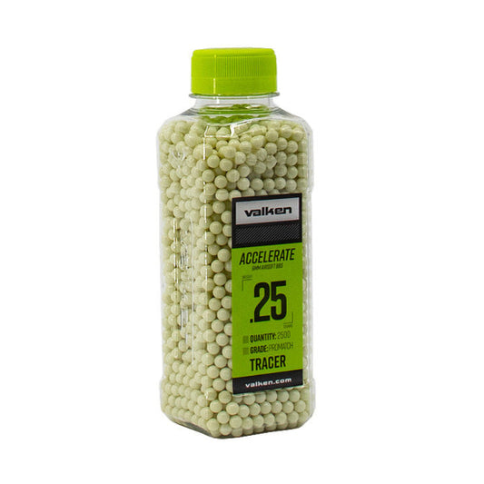 Valken Accelerate 0.25g 6mm Airsoft TRACER BBs 2500 Rounds - Green