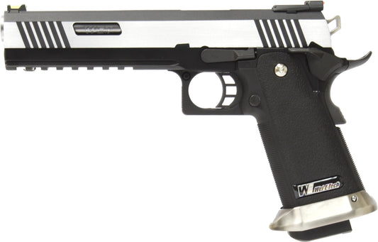 WE Tech 1911 T-Rex Competition Hi-Capa w/Sight Mount & Top Ports Airsoft Pistol - 2 Tone Black/Silver