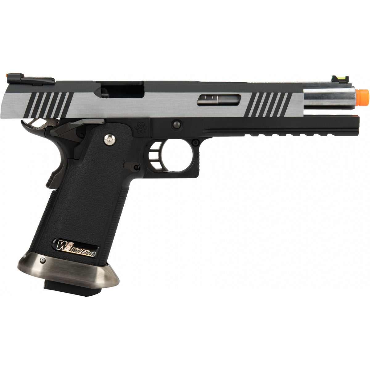 WE Tech 1911 T-Rex Competition Hi-Capa w/Sight Mount & Top Ports Airsoft Pistol - 2 Tone Black/Silver