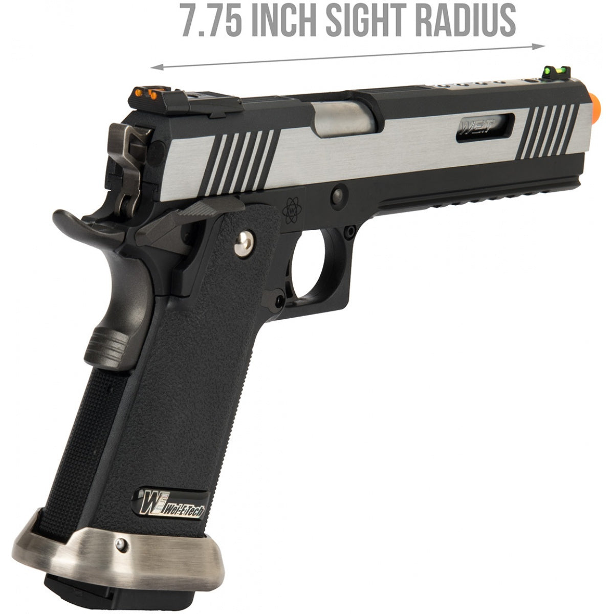 WE Tech 1911 T-Rex Competition Hi-Capa w/Sight Mount & Top Ports Airsoft Pistol - 2 Tone Black/Silver