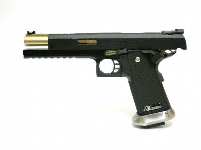 WE Tech 1911 T-Rex Competition Hi-Capa w/Sight Mount & Top Ports Airsoft Pistol - Black/Gold