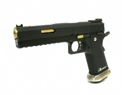 WE Tech 1911 T-Rex Competition Hi-Capa w/Sight Mount & Top Ports Airsoft Pistol - Black/Gold