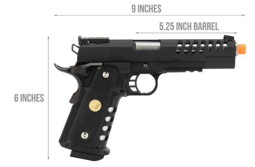WE Tech 1911 Hyper Speed "Skeletor" Hi-Capa 5.1 Gas Blowback Airsoft Pistol BLACK