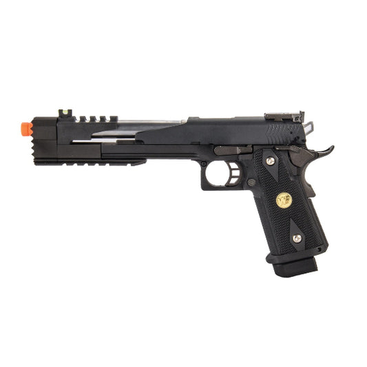 WE Tech Hi-Capa 7.0 Black Dragon Long Slide (B-Version) Full-Auto Airsoft Gas Blowback Pistol BLACK