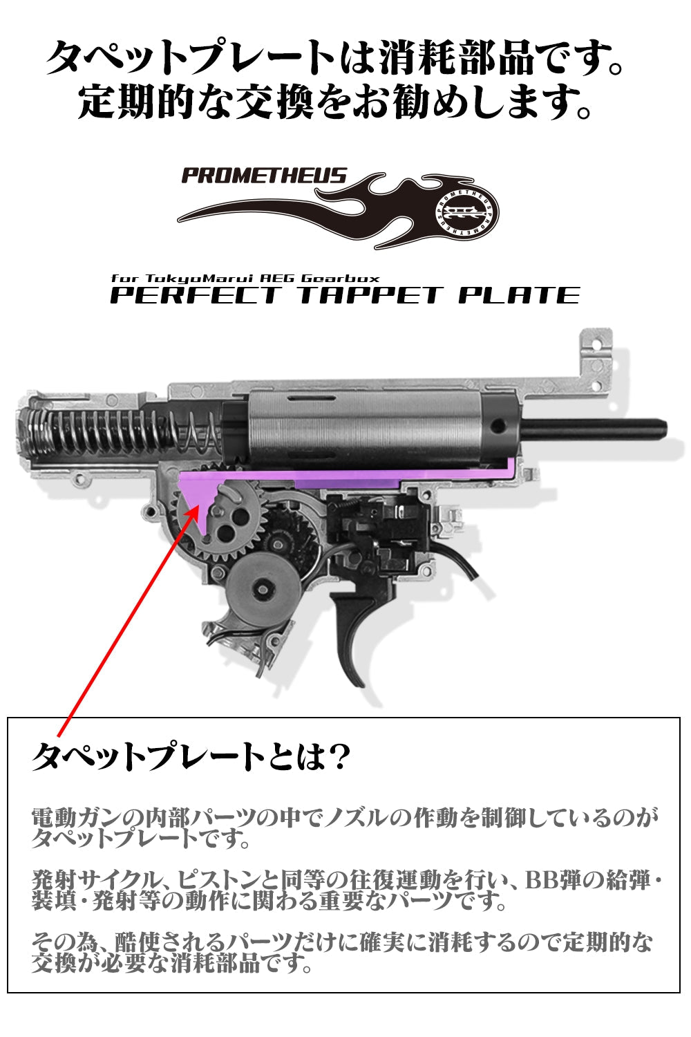 Prometheus Airsoft AEG TM Next Gen V2 Recoil Shock Perfect Gearbox Tappet Plate - Purple (GG10-10)